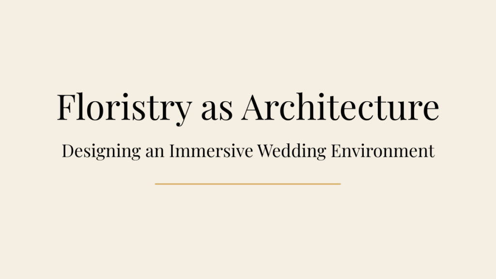 Editorial wedding floral design focused on architectural composition, scale, and spatial styling, by Flowers by Anya